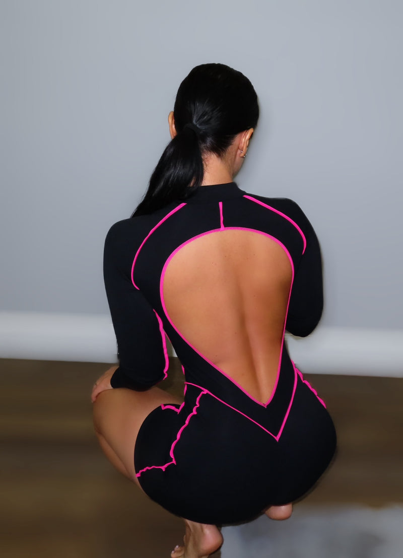 Catsuit jumpsuit with shorts